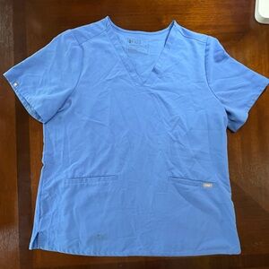 Figs Light Blue V-Neck Top